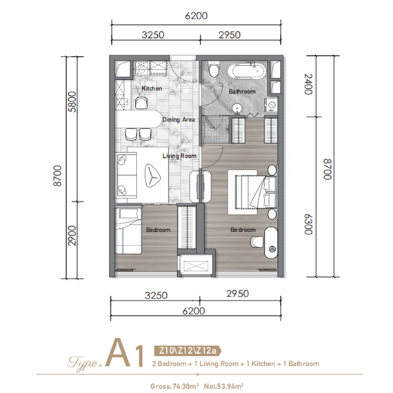 Квартира 2-комнатная 1+1 в Пномпене площадь 74.3м² 20 этаж в ЖК Vue Aston, изображение 16