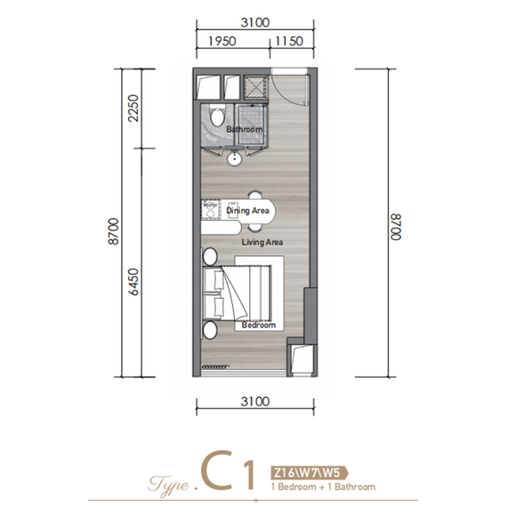 Квартира 1-комнатная студия 1+0 у реки в Пномпене площадь 27.08м² 8 этаж, изображение 15