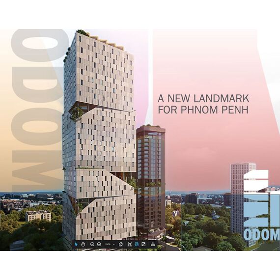 Квартира 2-комнатная 1+1 в Пномпене площадь 80м² 12 этаж
