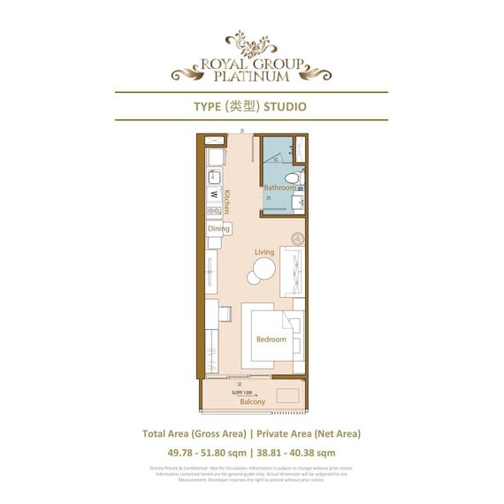 Квартира 1-комнатная студия 1+0 в Пномпене площадь 50м² 16 этаж, изображение 9