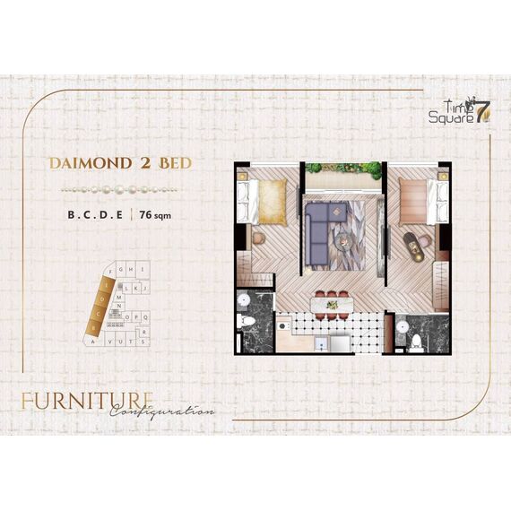 Квартира 1-комнатная студия 1+0 в Пномпене площадь 40м² 8 этаж, изображение 15