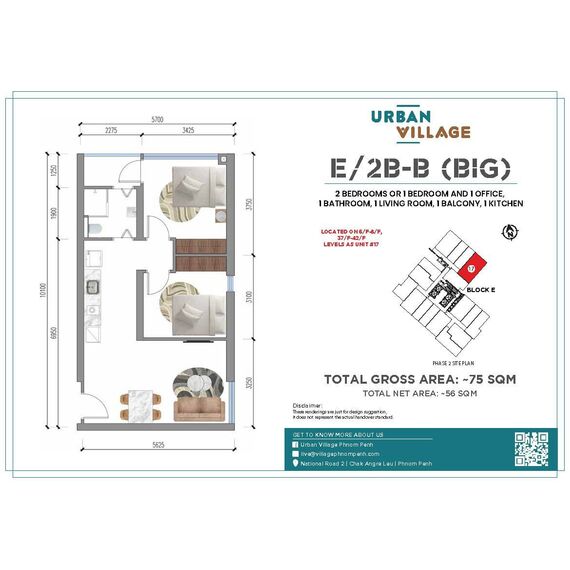 Квартира 1-комнатная студия 1+0 в Пномпене площадь 49м² 50 этаж, изображение 11