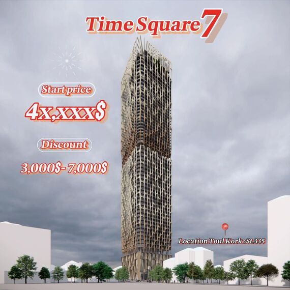 Квартира 1-комнатная студия 1+0 в Пномпене площадь 40м² 8 этаж, изображение 2