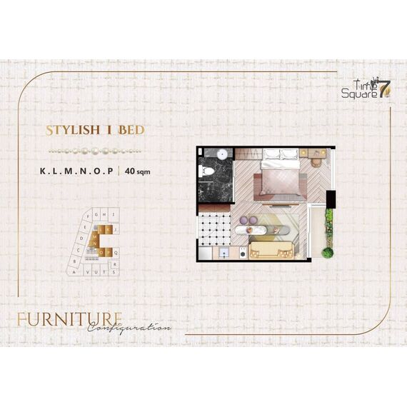 Квартира 1-комнатная студия 1+0 в Пномпене площадь 40м² 8 этаж, изображение 14